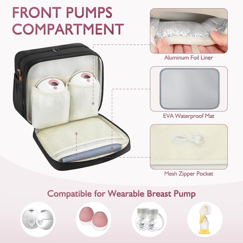 HavenMinds Detachable Breast Milk Cooler Travel Bag with Ice Pack, Double Layer Breast Pump Bag Compatible for Wearable Breast Pump, Portable Breastmilk Cooler Bag & Carrying Case with Waterproof Mat - Image 4